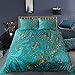 Meimall Zestaw Pościeli Bożonarodzeniowej Malachitowa Zieleń Złoto Sztuka Tekstura 220X240 Cm 2 Poszewka Na Poduszkę 50 X 70Cm Mikrofibry Premium Poszewka Na Kołdrę Na Zimę, Z Zamkiem Błyskawicznym