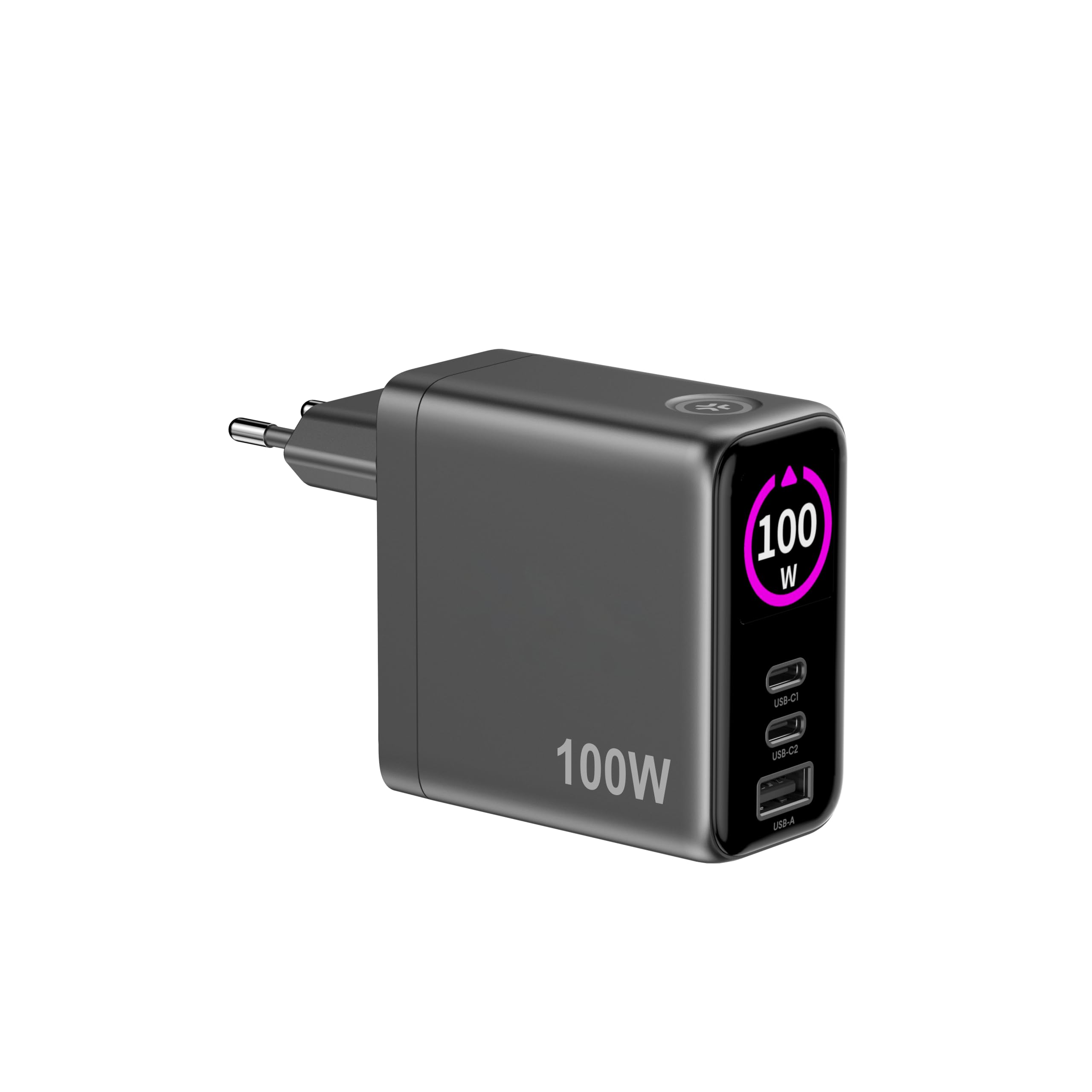 Celly - GaN Ladegerät 100 W mit LED-Display und 3 USB-C-/USB-A-Anschlüssen, ultraschnelles Aufladen für mehrere Geräte