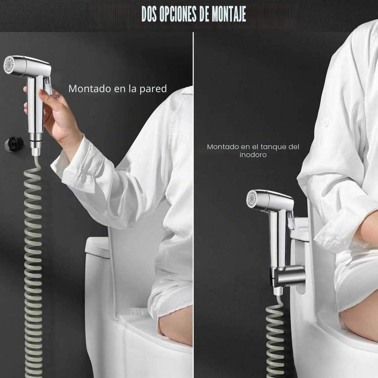 Bidet Handbrause Set, ABS-Kunststoff Baby-Stoffwindel-Ssprühset mit Wasserhahn-Spender, Doppelstrahl-Modus Düse,Federschläuch, Wandhalterung