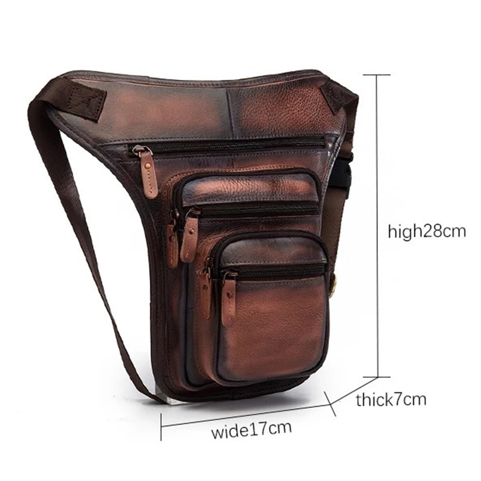 Marsupio Da Gamba Borsa a tracolla da uomo in pelle con design tablet, vintage, da viaggio, con cintura, da gamba cadente