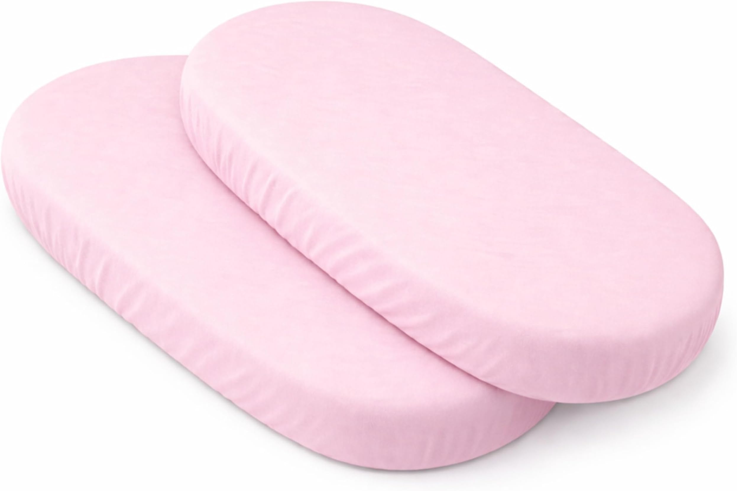 2 x Pink Moses Basket Fitted Sheets Set - 100% Jersey Cotton Bassinet Size Newborn Hypoallergenic Breathable Easy Care Soft Fitted Sheet For Baby Bassinet