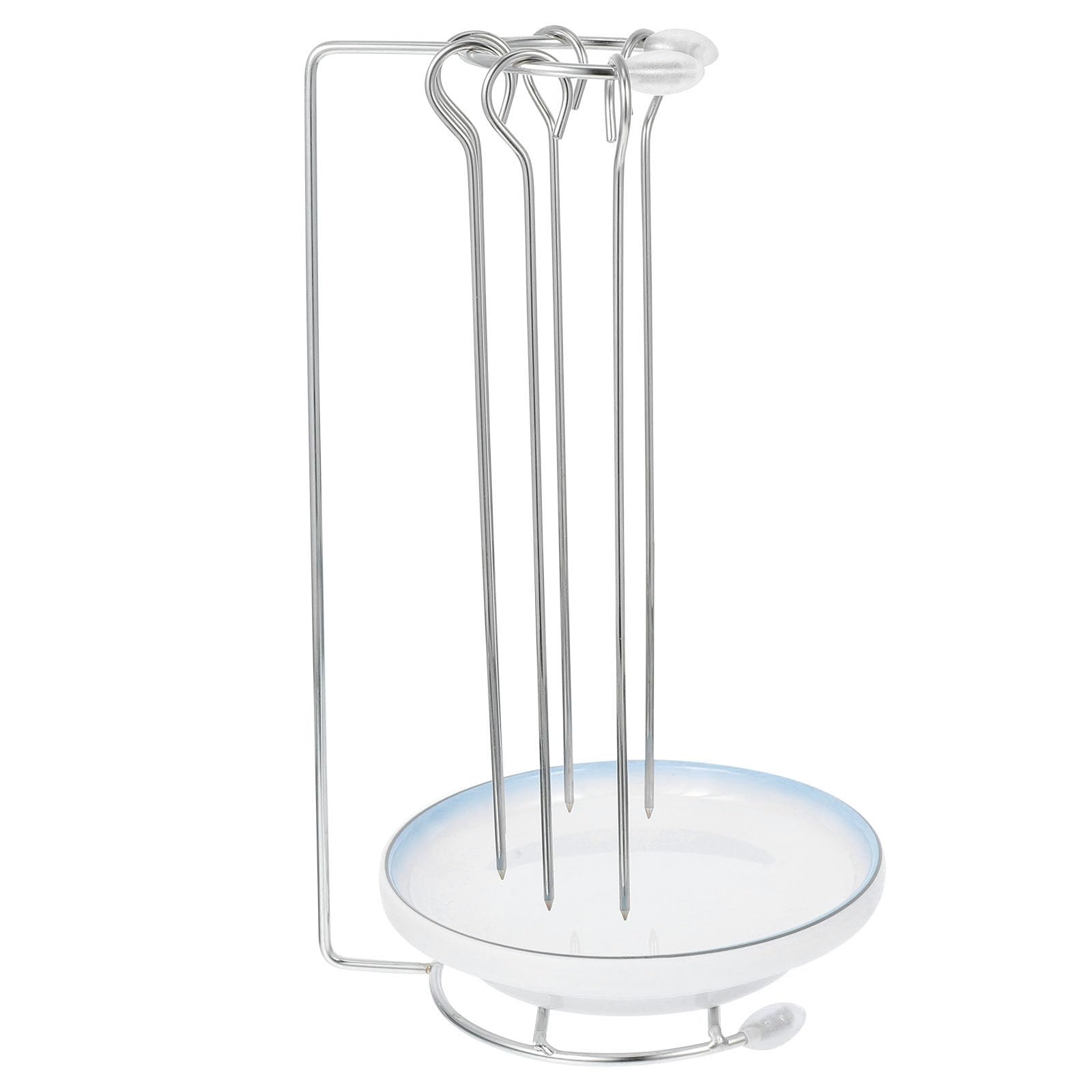 SHOWERORO Soporte para Brochetas de Acero Inoxidable Resistente y Práctico con Bandeja para Barbacoa Adecuado para Cocinar Carne en Barbacoas al Aire Libre