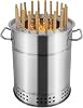 2-In-1 Small Portable Smokeless BBQ Charcoal Grill 11.8 x 13.4in Stainless Steel Surround Charcoal kebab Grill Hang and Grill 20 Skewers 110.23lbs Cylinder Charcoal Grill
