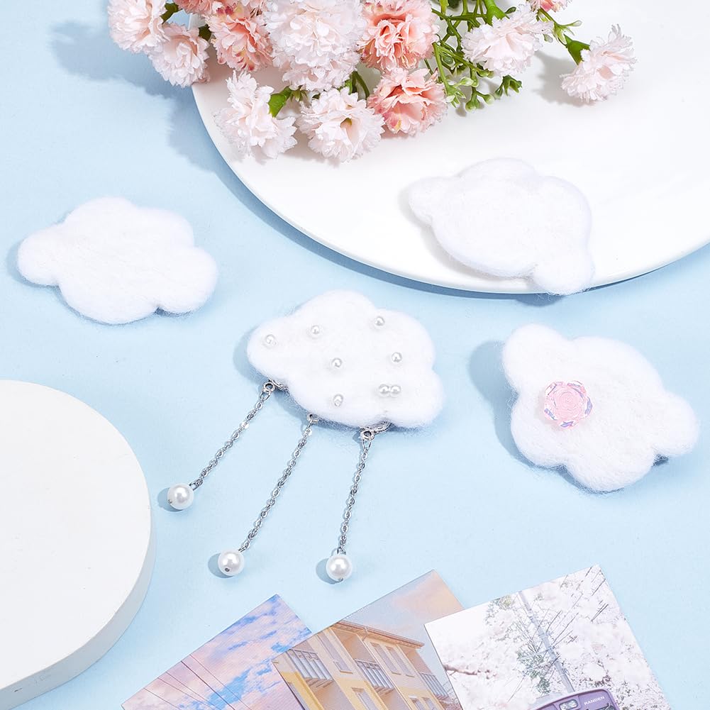 PH PandaHall 8 pz Feltro Nuvole Decorazione Nuvola Bianca, Ornamenti di Nuvole In Feltro, 4.3x7cm