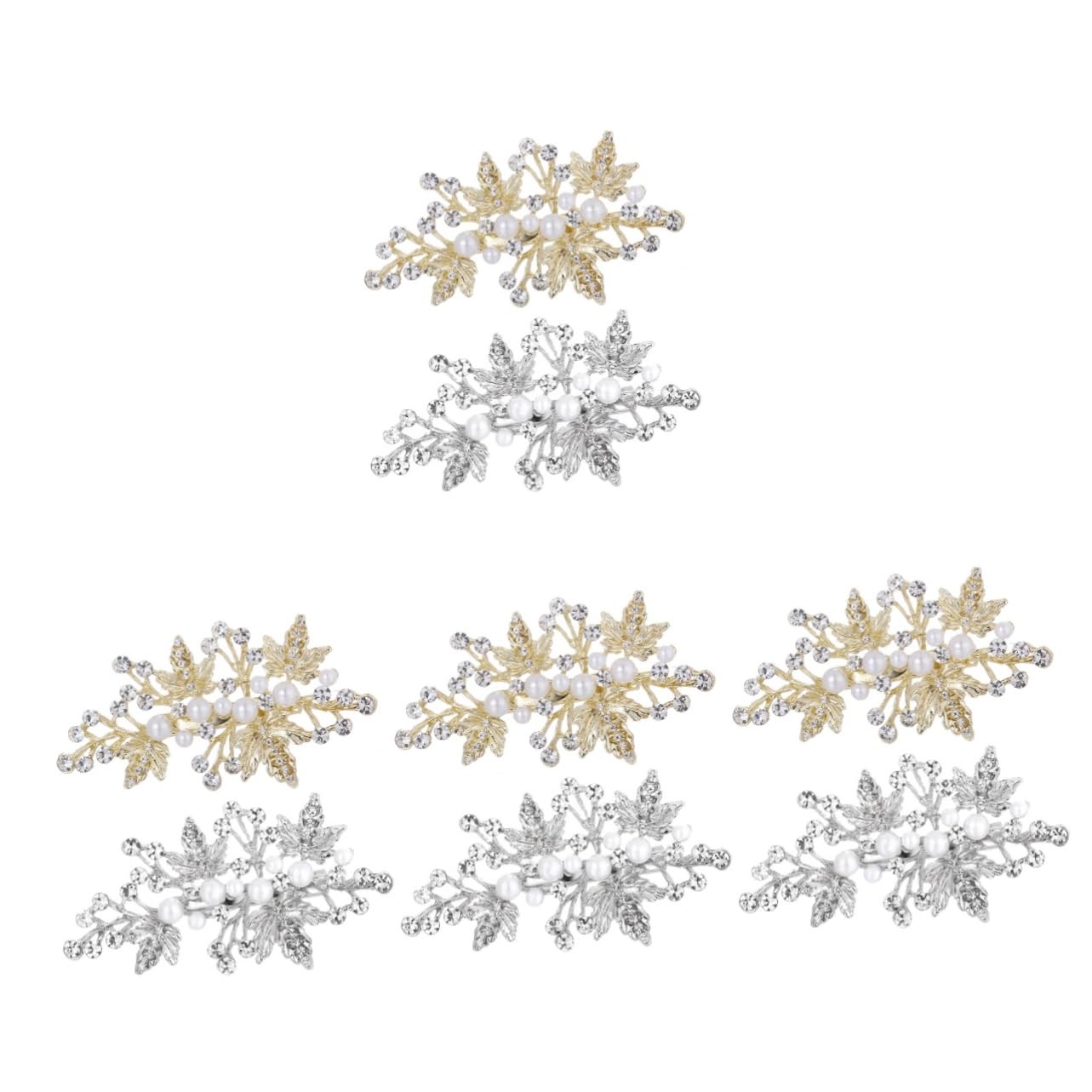 Healeved 8pezzi Fermagli Per Perle Con Design Foglia Di Accessori Eleganti Per Sposa Clip Brillanti Con Strass Per Matrimoni e Feste