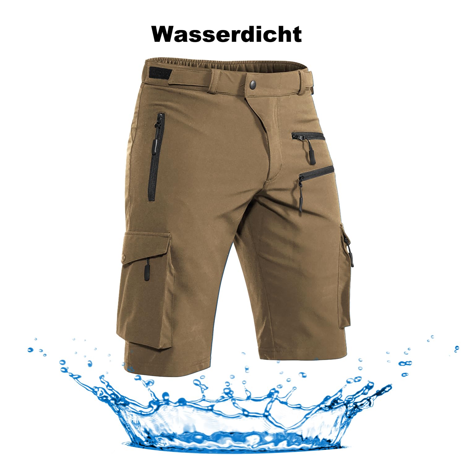 Hiauspor Pantalones cortos para hombre, verano, ligeros, de secado rápido, con 5 bolsillos, bermudas cargo, pantalones de senderismo, deporte, chino, trekking, exterior, MTB, pantalones cortos,