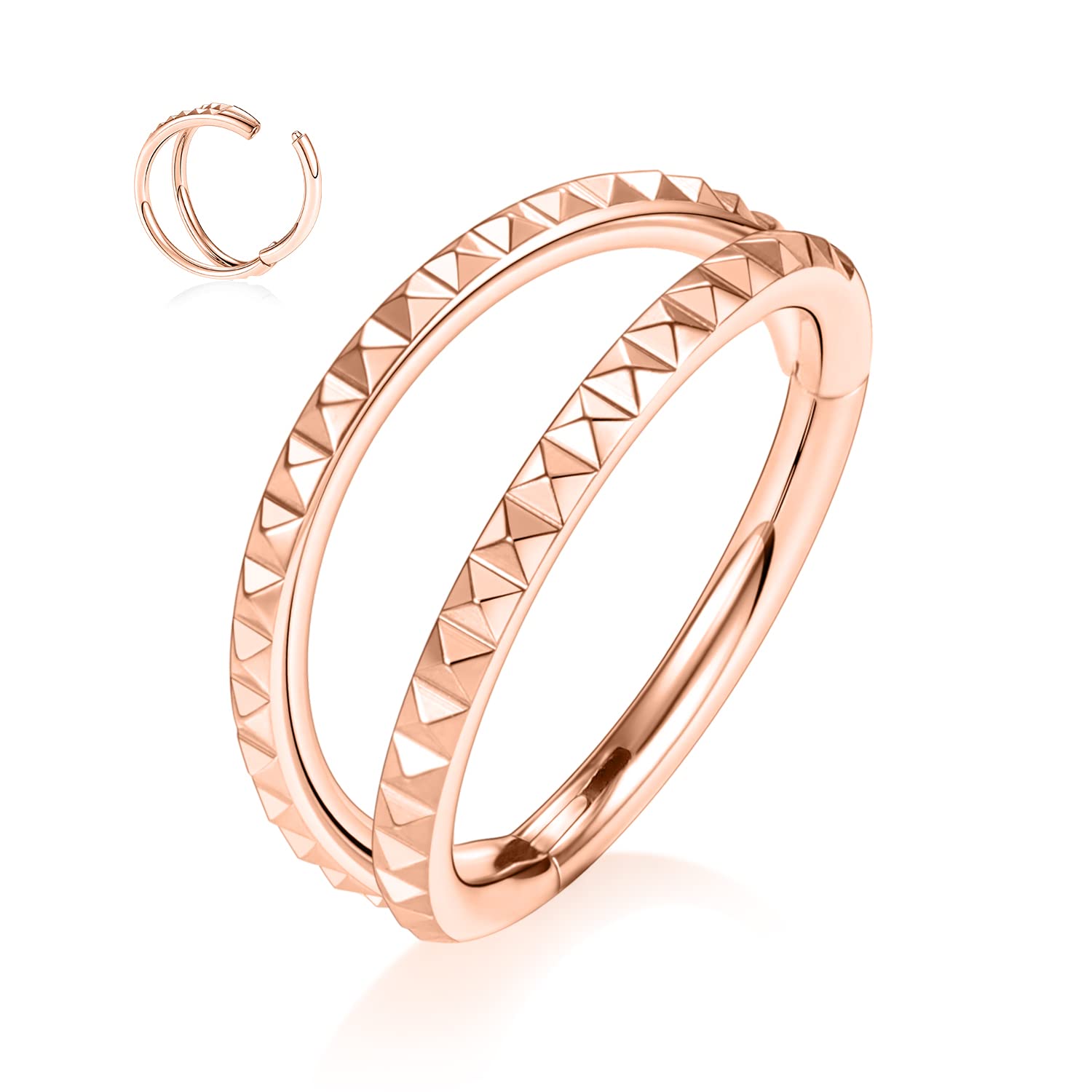 hengkaixuan Triple Double Nose Hoop Ring Sleeper Hoop Earring Helix Rook Conch Cartilage Daith Tragus Earrings Septum Ring Lobe Nose Piercing Jewellery for Women — view 57