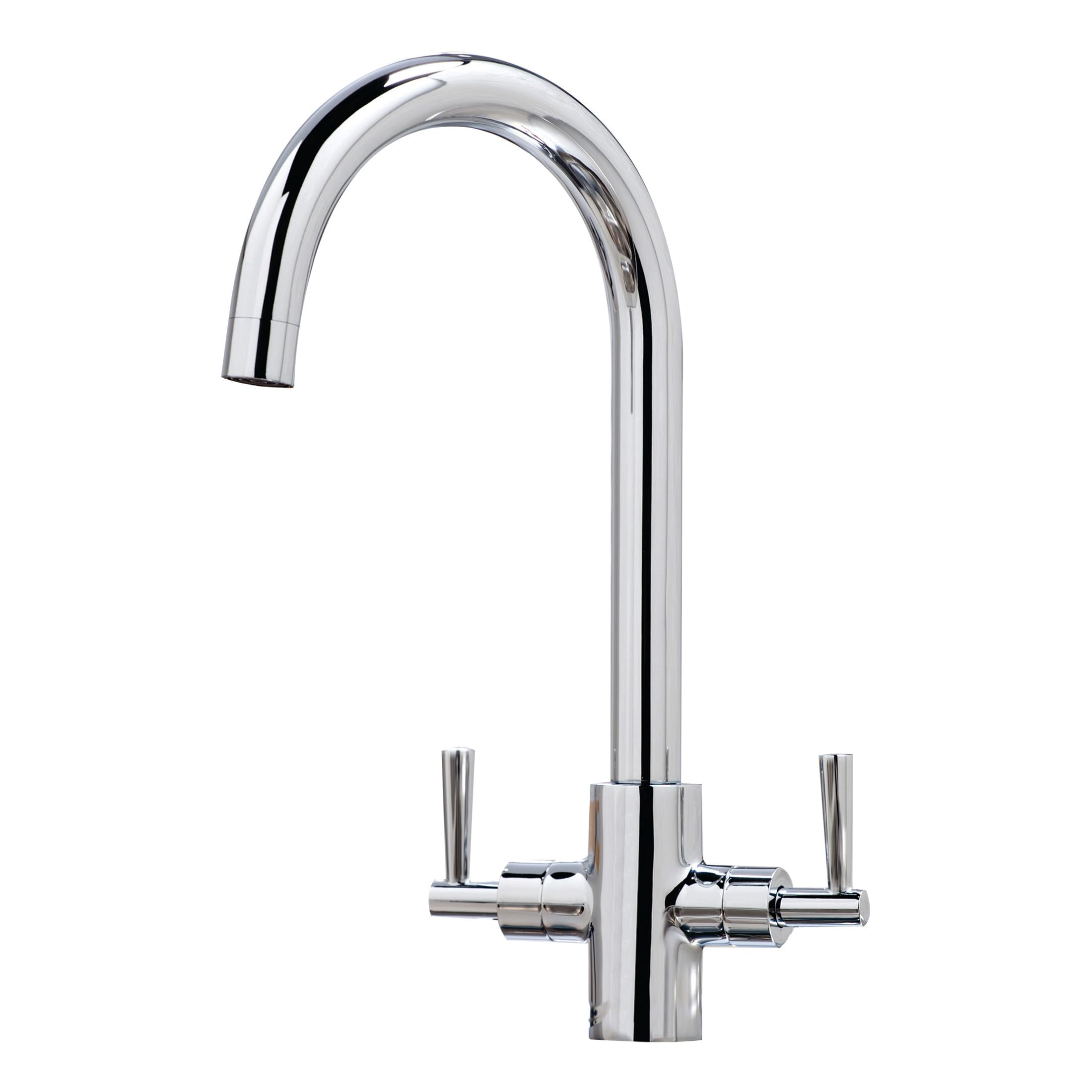 The Home Store Chrome Kingston Kitchen Tap Deck Mounted Lever Swivel Spout Manual Mixer
