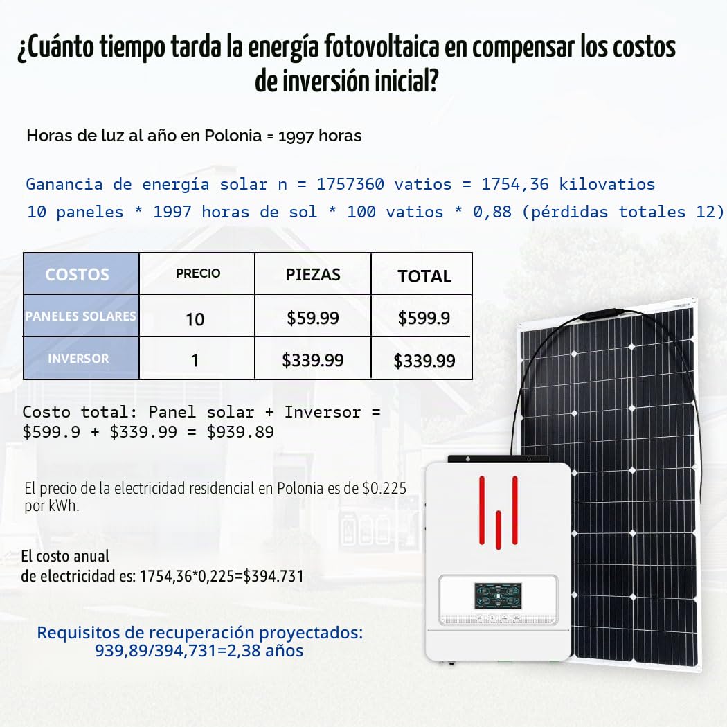 Y&H Inversor solar híbrido 3200 W CC 24 V a CA 230 V, arranque sin batería, BMS, onda sinusoidal pura, cargador MPPT 80 A + CA, entrada PV