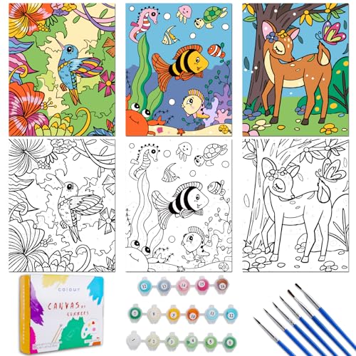 Pacote com 3 tintas por números para crianças de 8 a 12 anos, 25 x 20 cm, tela emoldurada para...