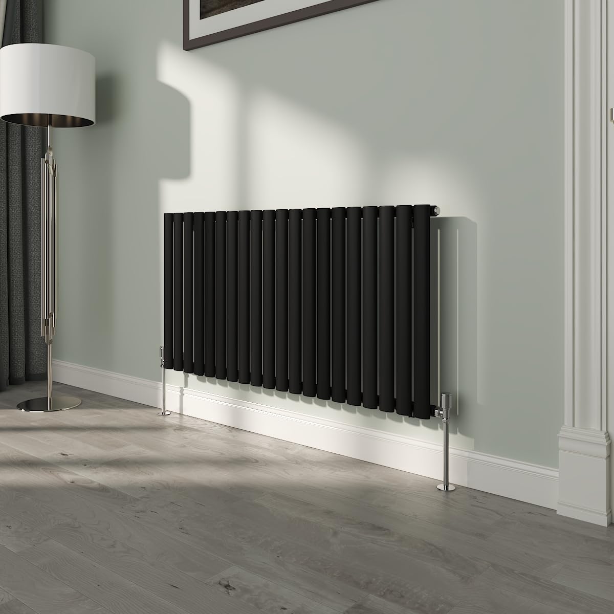 NRG Premium Black Oval Single Panel Designer Radiator 600x1180mm Central Heating — image 1