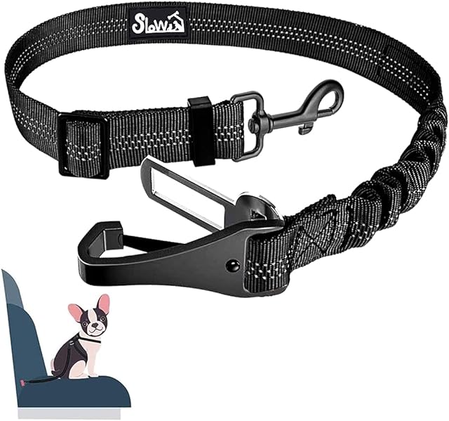 Eyein Dog Seat Belt, 2 in 1 Attachment Dog Car Harnesses Belt, Hook Latch Bar & Seatbelt Buckle with Anti Shock Elastic Nylon Bungee Buffer, Adjustable Reflective Duty Pet Safety Belts for Vehicle