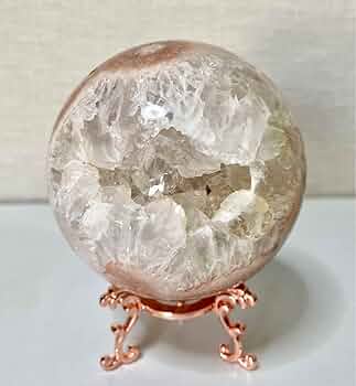 Amazon.co.jp: ジオード桜瑪瑙 ピンクアメジスト共生 丸玉