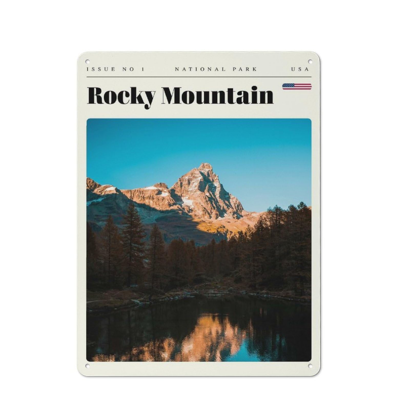 Junmoney Style-1 Tin Wall Plaque 40X30cm With Rocky Mountain National Park Travel Art For Garage Wall, For People Furnishing A Garage, For Retro Home Interiors