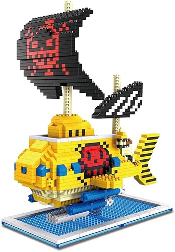 OP Anime - Juego de bloques de construcción de barco pirata, modelos de barco de batalla DIY 3D Nano Bricks Juego de juguetes para fanáticos animados