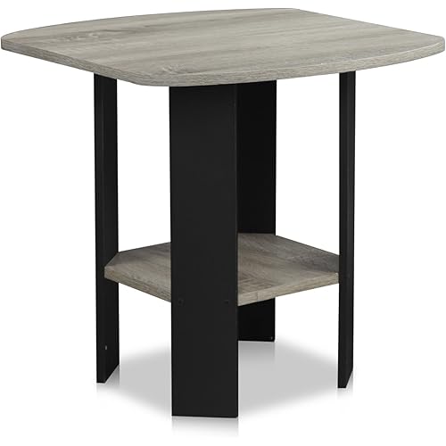 Furinno Simple Design End/SideTable, 1-Pack, French Oak Grey/Black