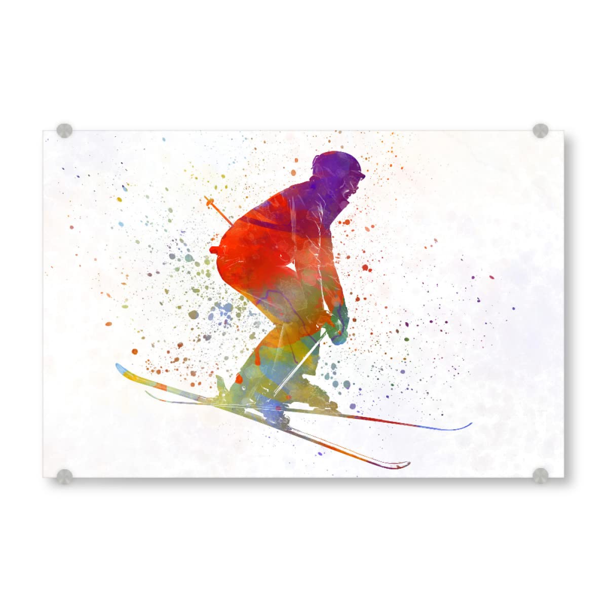 artboxONE Acrylglasbild 45x30 cm Sport Skier in Watercolor-d - Bild Sport Competition Competitive