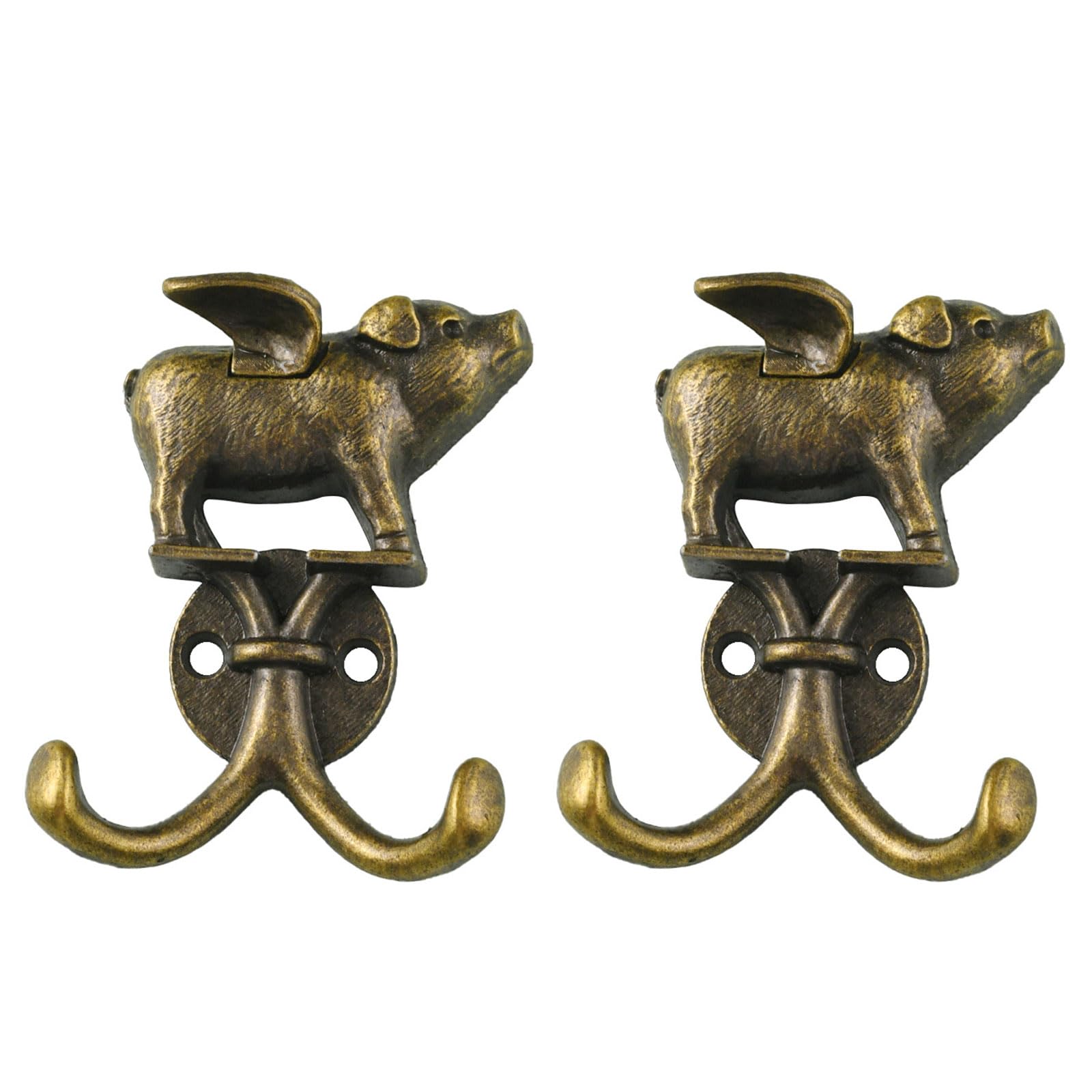 Xjdzineq Decorative Pigs Shaped Hook for Keys and Coat Wall Mounted Strong Zincs Alloy Construction Clothes Hanger Pigs Wall Multifunctional
