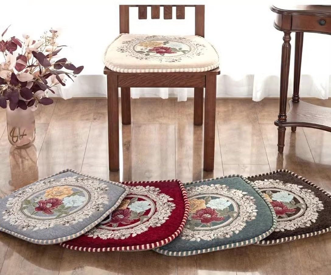 Cuscini for sedie, set di 1/2/4/6/8 cuscini for sedia da pranzo con lacci, cuscino for sedile a forma di U antiscivolo for sedia con cerniera, dimensioni: 44 * 42 cm, confezione