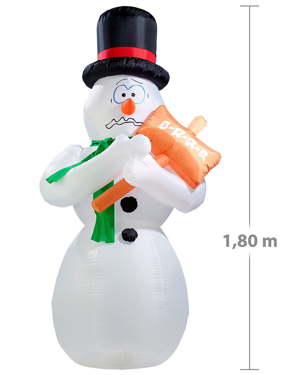 infactory XXL Schneemann: Selbstaufblasender Bibber-Schneemann, 1,80m (Weihnachtsdeko-aussen Figuren, Weihnachtsdeko, Deko)