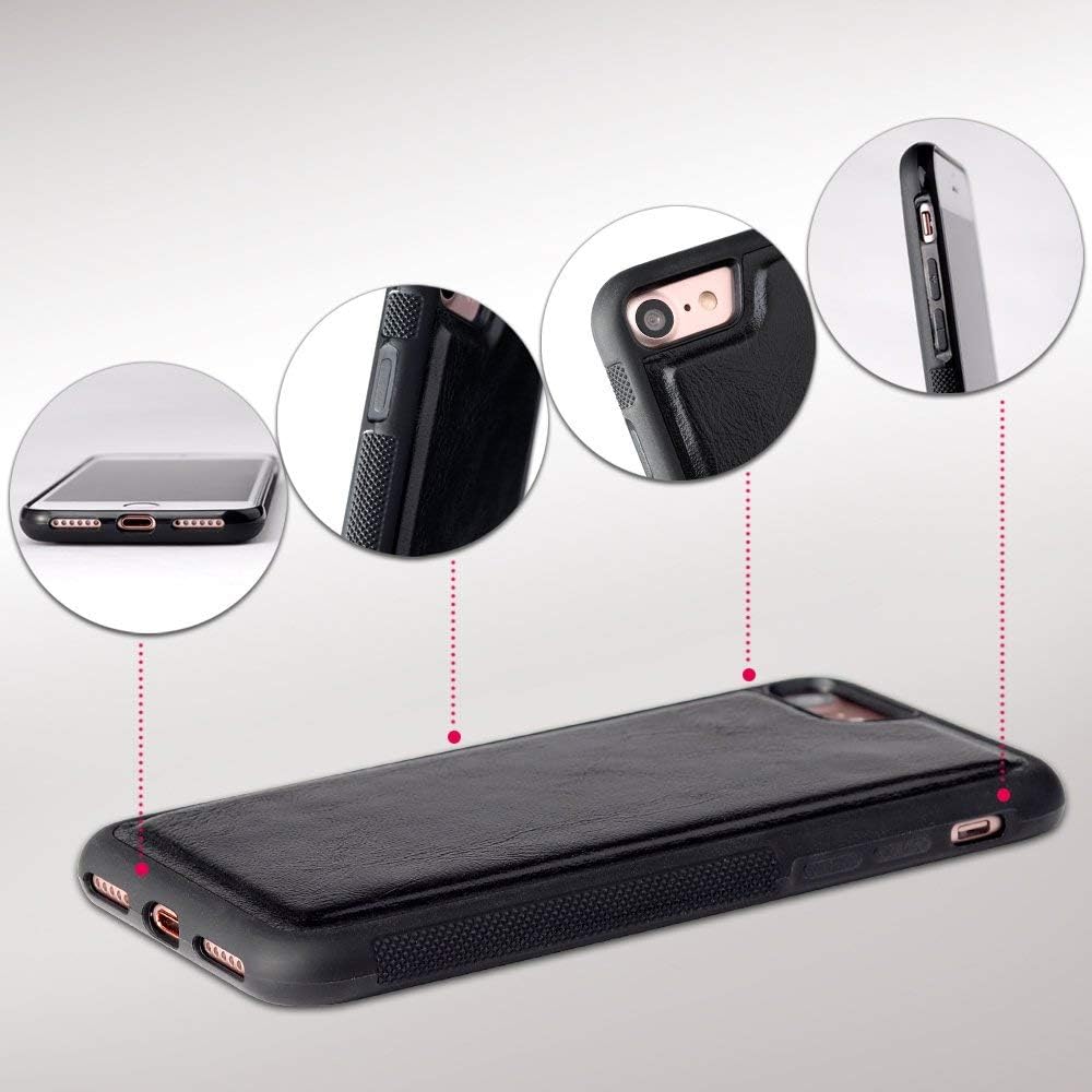 SHANSHUI Wallet Case Compatible with iPhone se (2020) / 7/8, PU Leather RFID Blocking Detachable 2 in 1 Case Book Design with Flip Cover and [Credit Card Slots] Magnetic Closure (Black 4.7'')