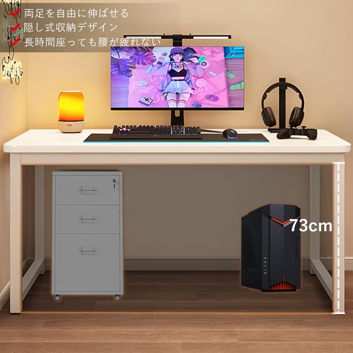 Amazon | Alucks パソコンデスク オフィスデスク 勉強机 コンパクト