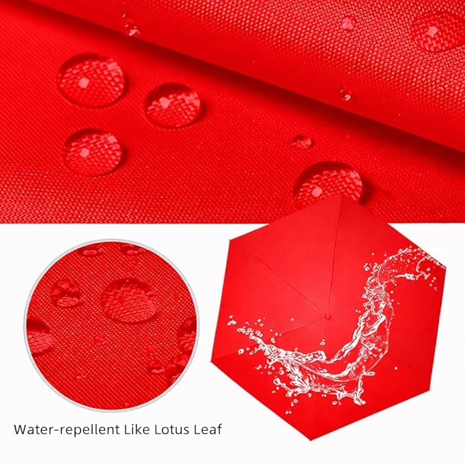 Image of TEKCOOL Travel Mini Folding Compact Umbrella with Case, Manual Open 6 Ribs Lightweight Portable, Small Sun & Rain Pocket Umbrella for Girls and Women- Use in Rain & Summer(Red)'';