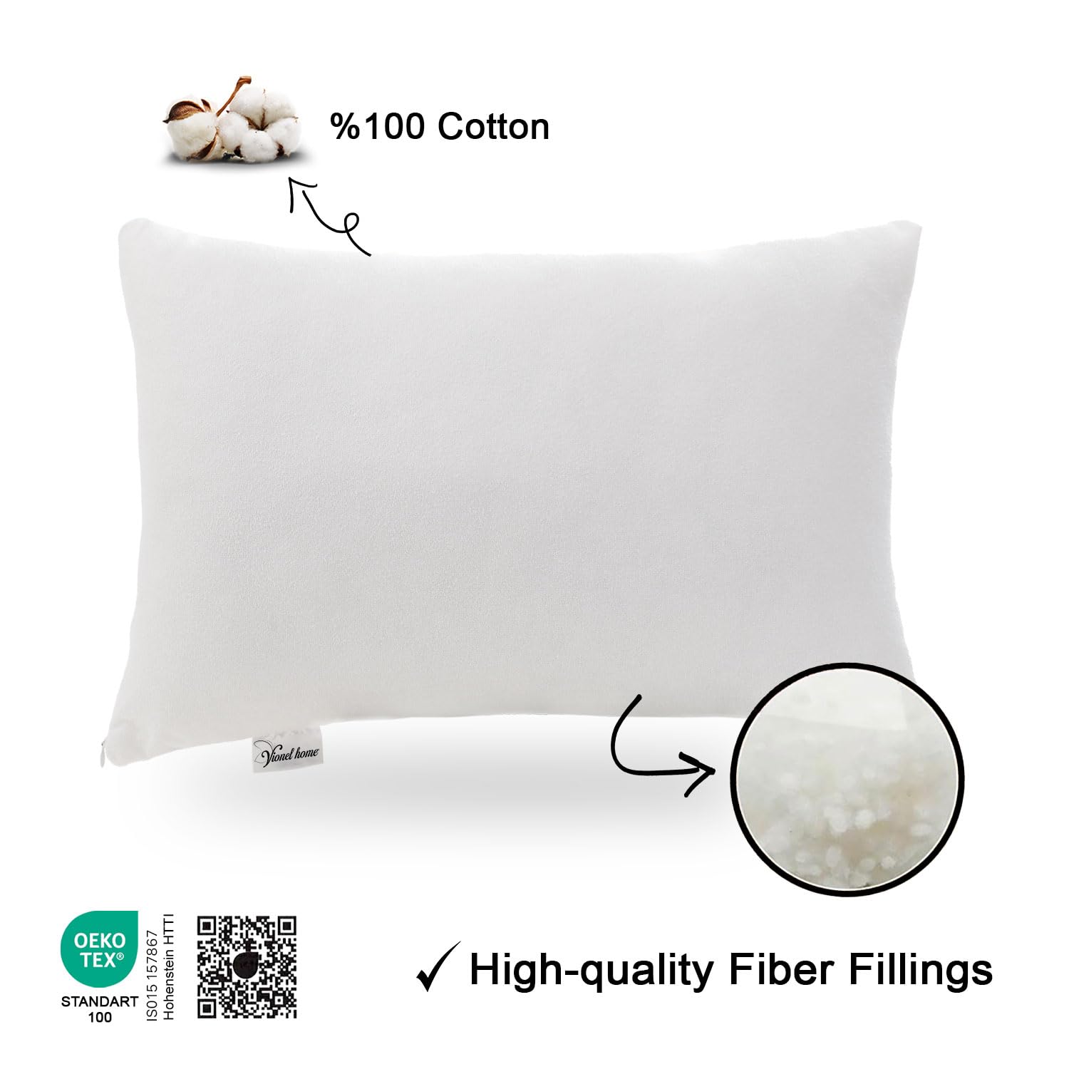 Vionel Home Su Geçirmez Bebek Yastığı, 35x45, Küçük Çocuklar Ultra Yumuşak, Makinede Yıkanabilir, Nefes Alabilir, Bakımı Kolay,%100 Pamuklu Yastıklar, Uyku, Seyahat, Beyaz Seyahat Yastığı.