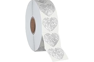 500 Pack Silver Glitter Heart Stickers