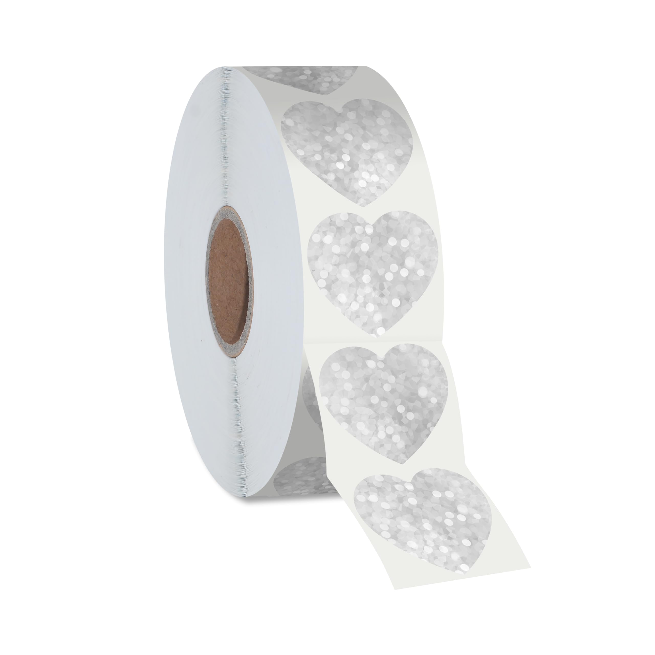 500 PCS de Pegatinas de Corazón de Purpurina Plateada, Pegatinas Brillantes Metálicas Plateadas Autoadhesivas Impermeables Reflectantes de Corazón, Etiquetas Decorativas de Amor (2.5cm cada una)