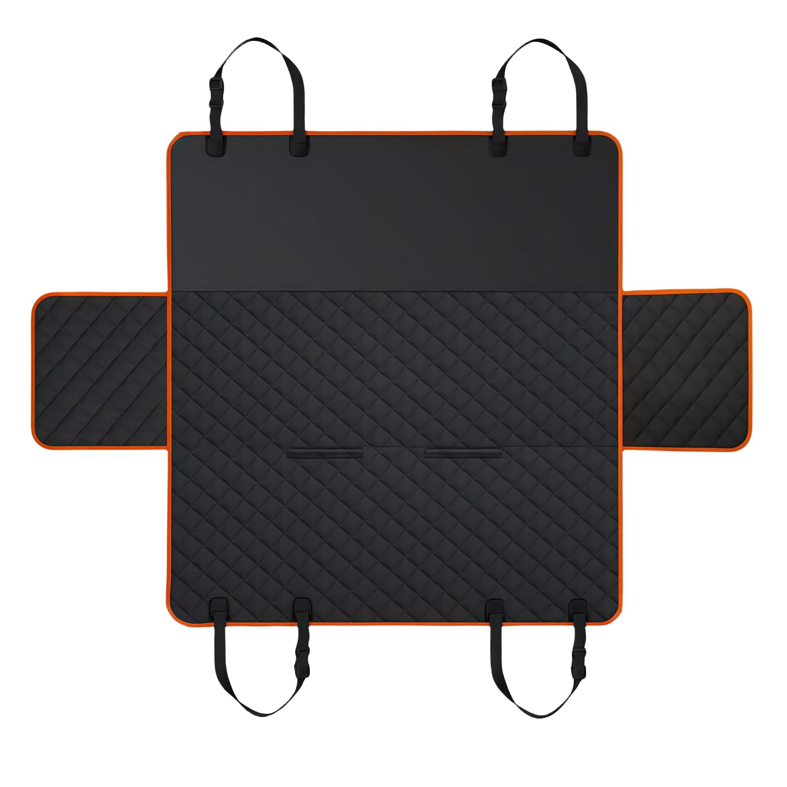 All-in-One Heavy Duty Waterproof Scratch-Proof Dog Back Seat Hammock with Side Flaps, Adjustable & Portable, Easy Install for SUV/Trucks & Tesla, Compatible with Child Car Seat - Orange