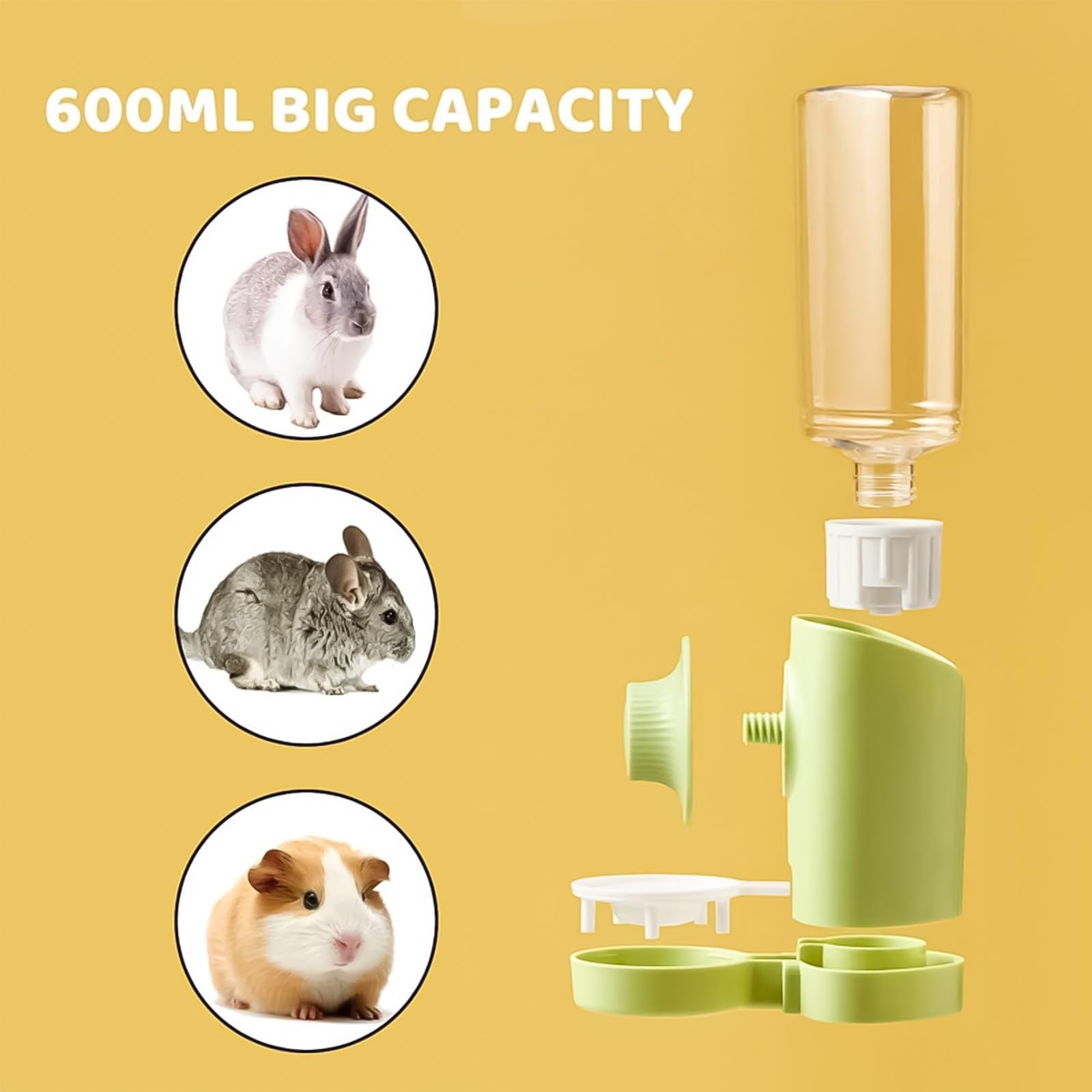 Xinlie automatyczny dozownik wody dla królików i małych zwierząt, 600 ml, zasilany grawitacją
