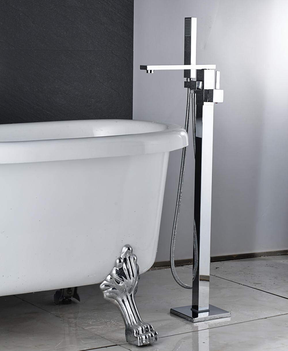 SBCGFY Bathtub Floor Stand Faucet Mixer Single Handle Mixer Tap 360 Rotation Spout With Abs Hand Shower Bath Mixer Shower-Brushed Nickle,Chrome