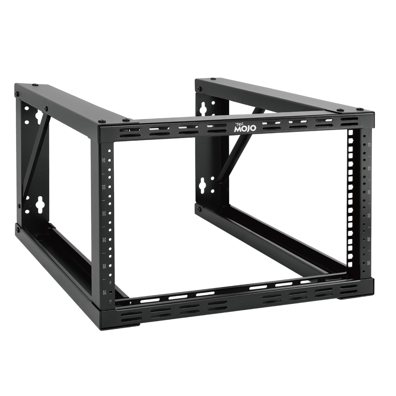 Tecmojo 6U Wall Mount Rack, Wall Mount Network Rack 24.8in Depth, Open Frame Server Rack for 19in IT/AV/Data/Home Equipment, Black