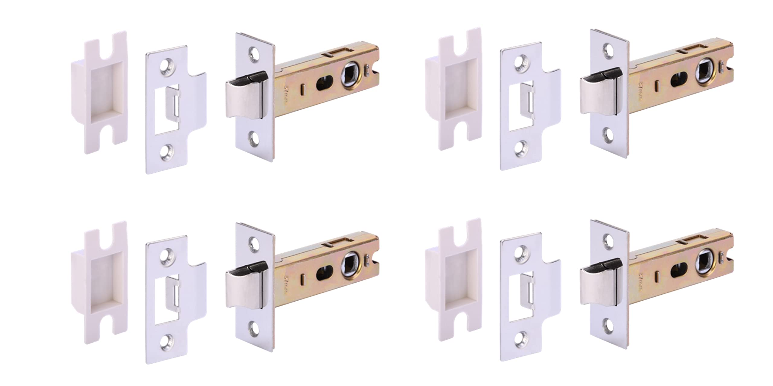 HANDLEZONE® 4 Pack 76mm / 3 inch Polished Stainless Steel Premium Tubular Mortice Latch, Catch for Internal Timber Doors - 57mm Backset