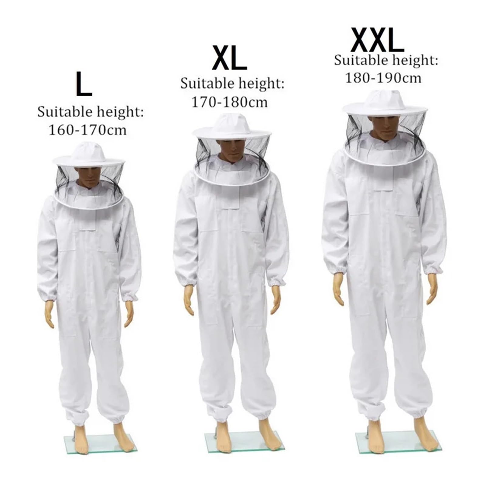 Bienenabweisende Kleidung, Imkerei-Schutzkleidung, Ganzkörperanzug, Hut, Kittel, Bienenanzug, Ausrüstung, Schleier, Hut, Imkerkleidung(XL)