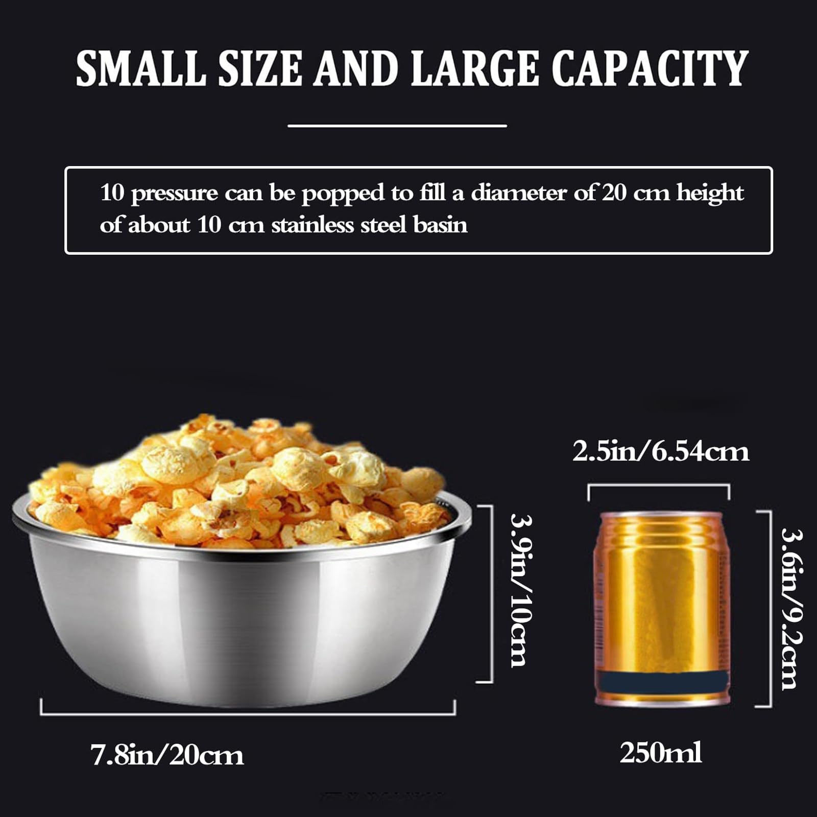 300ml Popcornmaschine Retro Popcorn Maker mit Manometer Edelstahl-Popcorn-Popper Mini- Popcorn Maschine für Heimkino-Abend