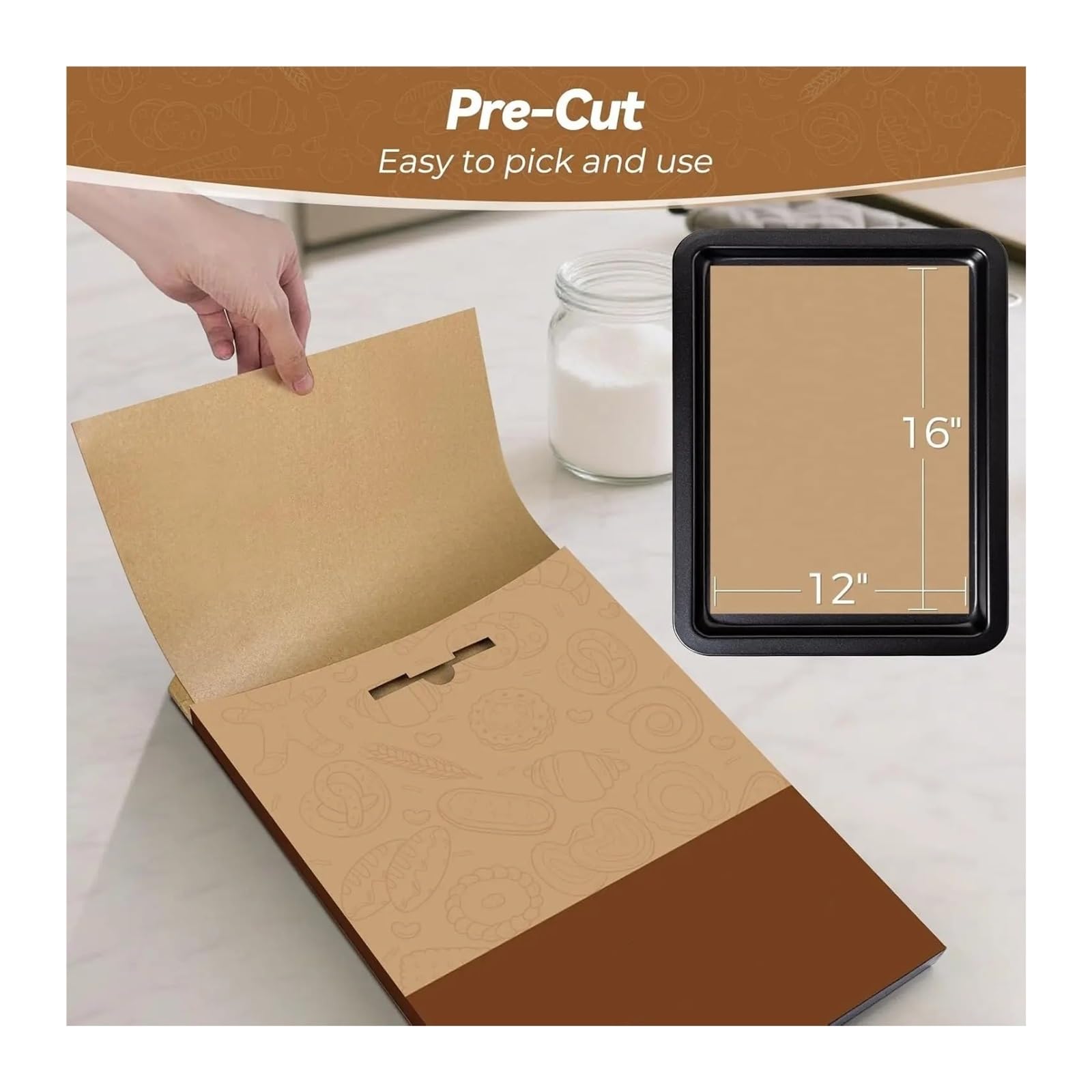 Carta da forno, fogli 12x16 pollici, rivestimento non sbiancato | 360 fogli, rivestimento in silicone, per microonde, antiaderente, resistente all'olio, 450°F