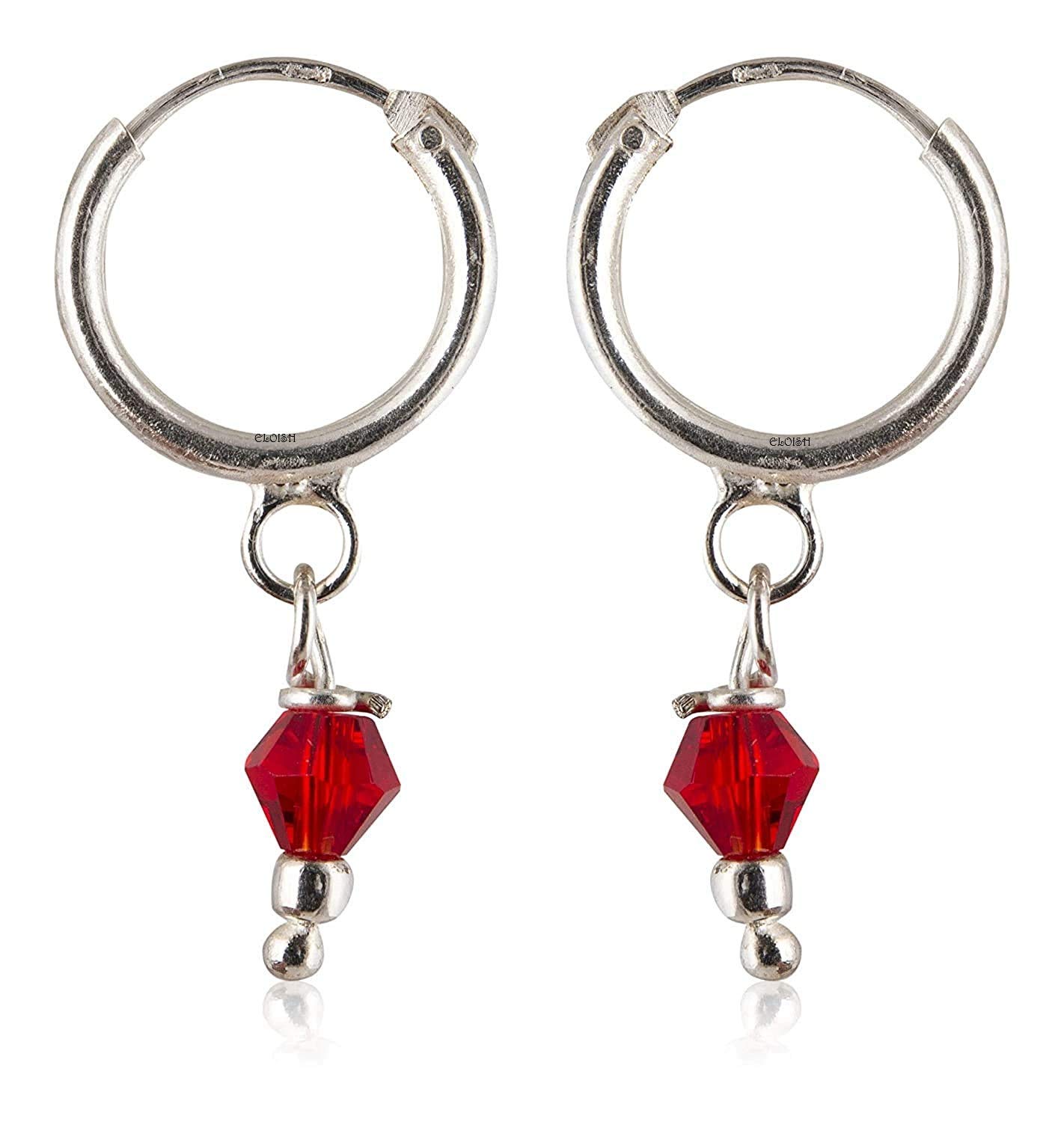 ELOISH Small Red Crystal Sterling Silver Hoop Earrings for Kids and Girls. (B08GSRDSR3) Amazon Price History, Amazon Price Tracker