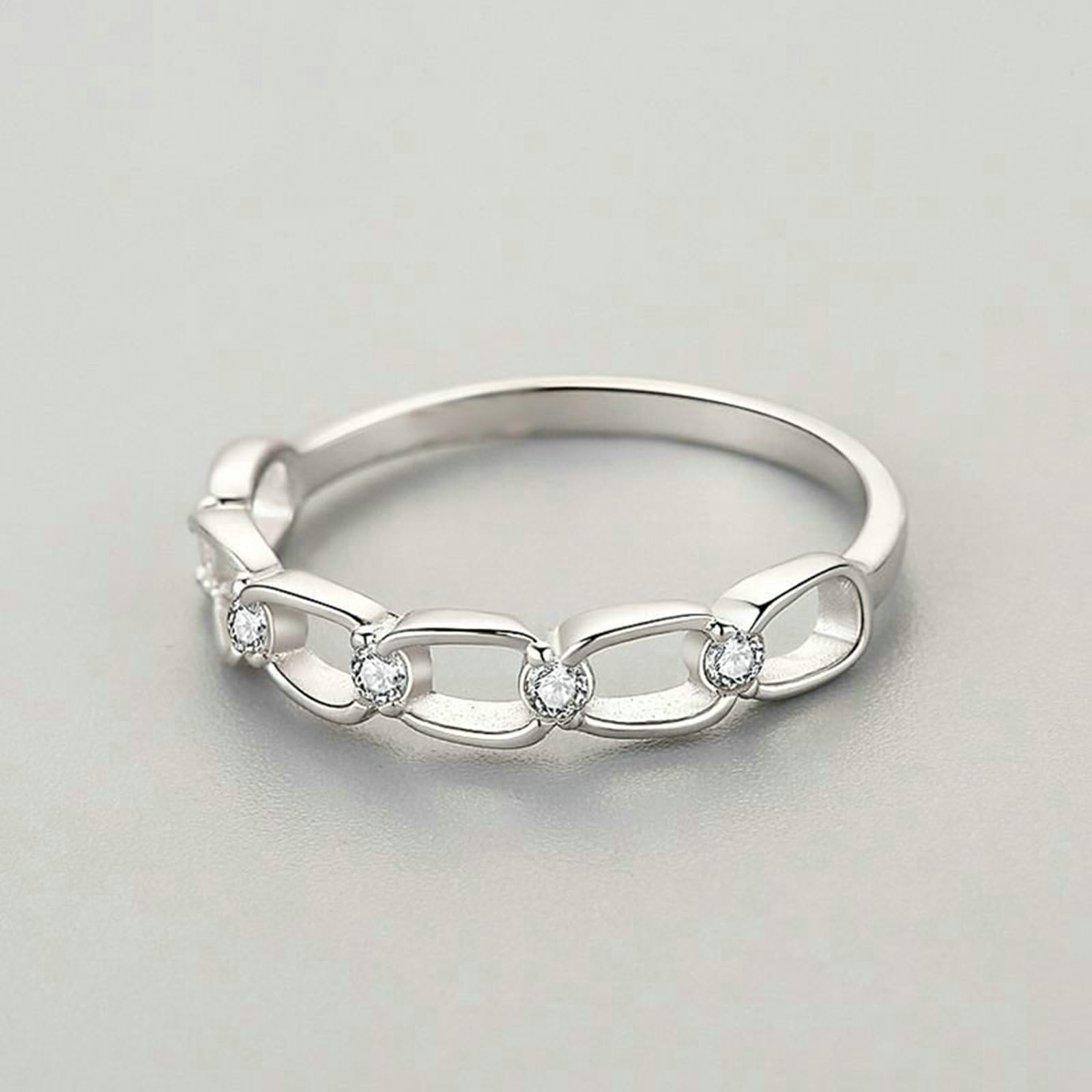 Verlobungsringe, Damen Ring Hohlkette mit Moissanit