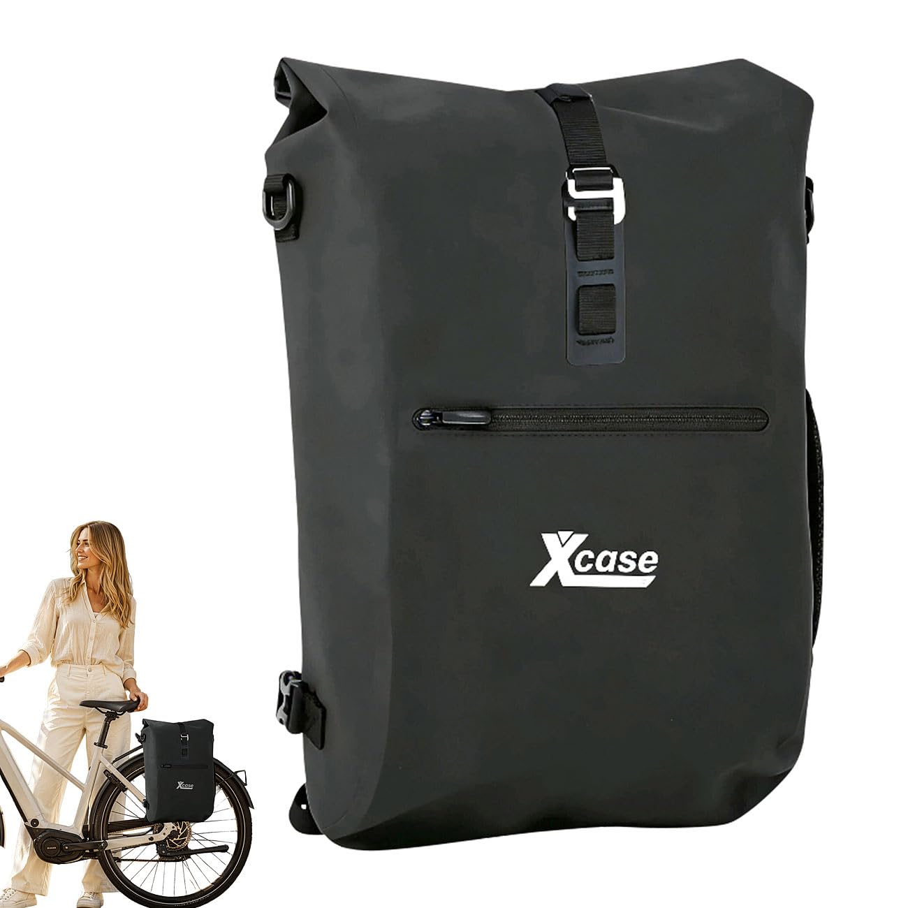 Xcase Gepäcktaschen: 2er-Set 3in1-Fahrradtaschen für Gepäckträger, wasserdicht, PVC-frei (Fahrradtasche klick-Systeme, Fahrrad Schultertaschen)