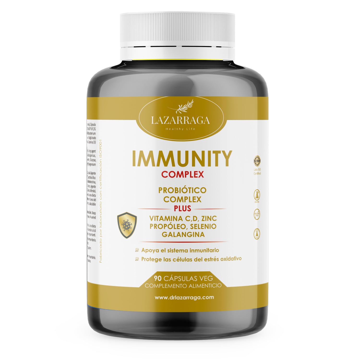 Complejo para las Defensas | Vitamina C + Vitamina D + Propóleo + Zinc + Selenio + Probióticos y Prebióticos Intestinales + Galangina | Apoya el Sistema Inmunológico en Total l 90 Cápsulas