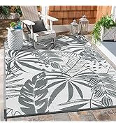 Anidaroel Outdoor Rugs 5x8ft for Patios Clearance Waterproof, Reversible Tropical Plastic Straw C...