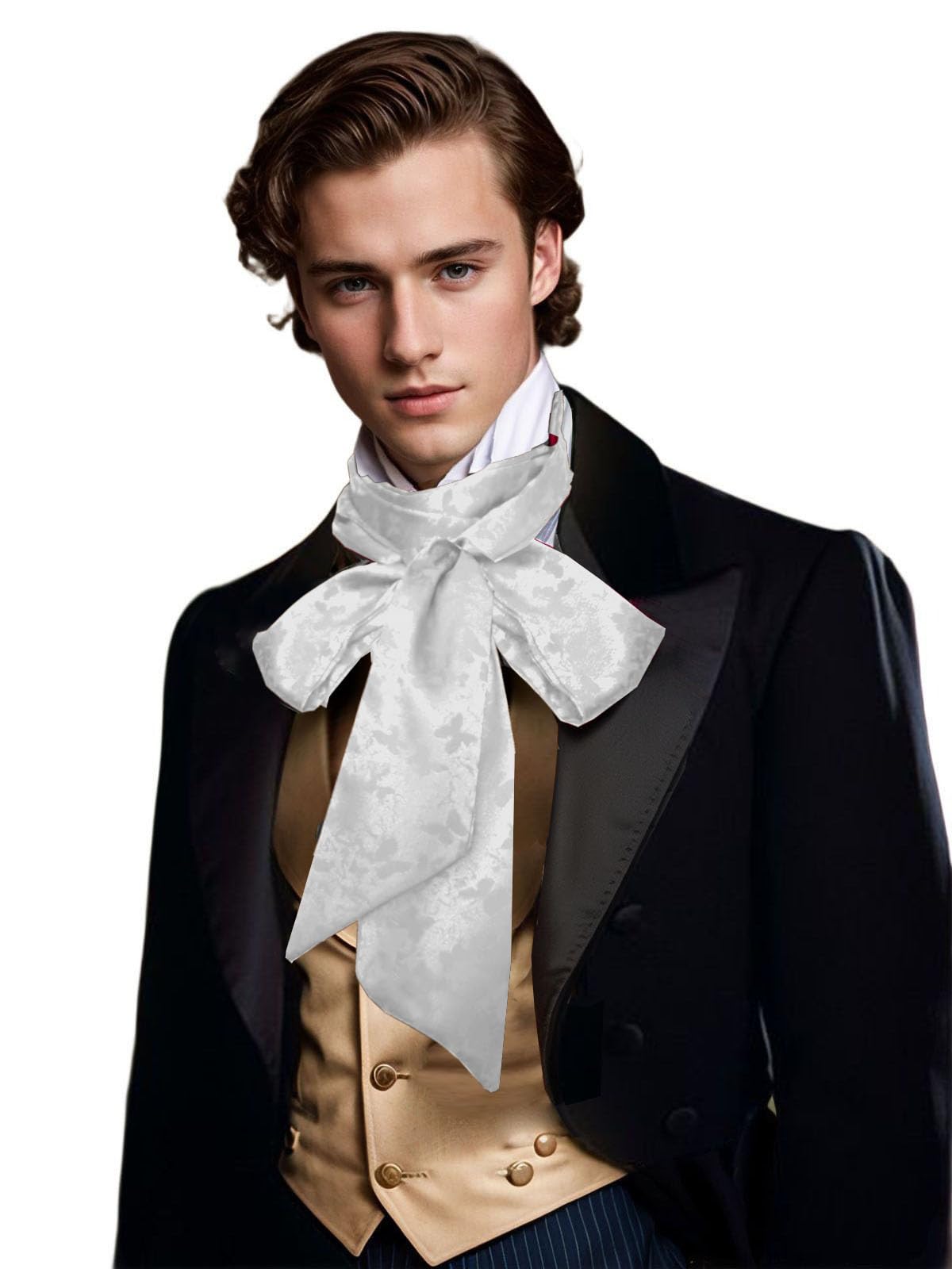 Unykaflor Renaissance Scarf Jabot Cravat,Mens Costume Collar for Victorian Edwardian Western Wedding Halloween Necktie