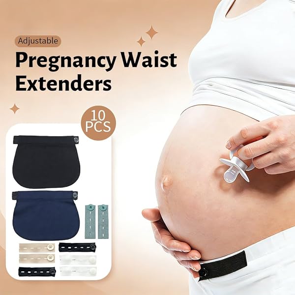 10 Piezas Extensores de Pantalones para Embarazadas, correas de extensión con Botón Ajustable, Alargador Pantalon Embarazada, Extensión de Cintura para Embarazo, Adaptador Pantalon Embarazada - 2