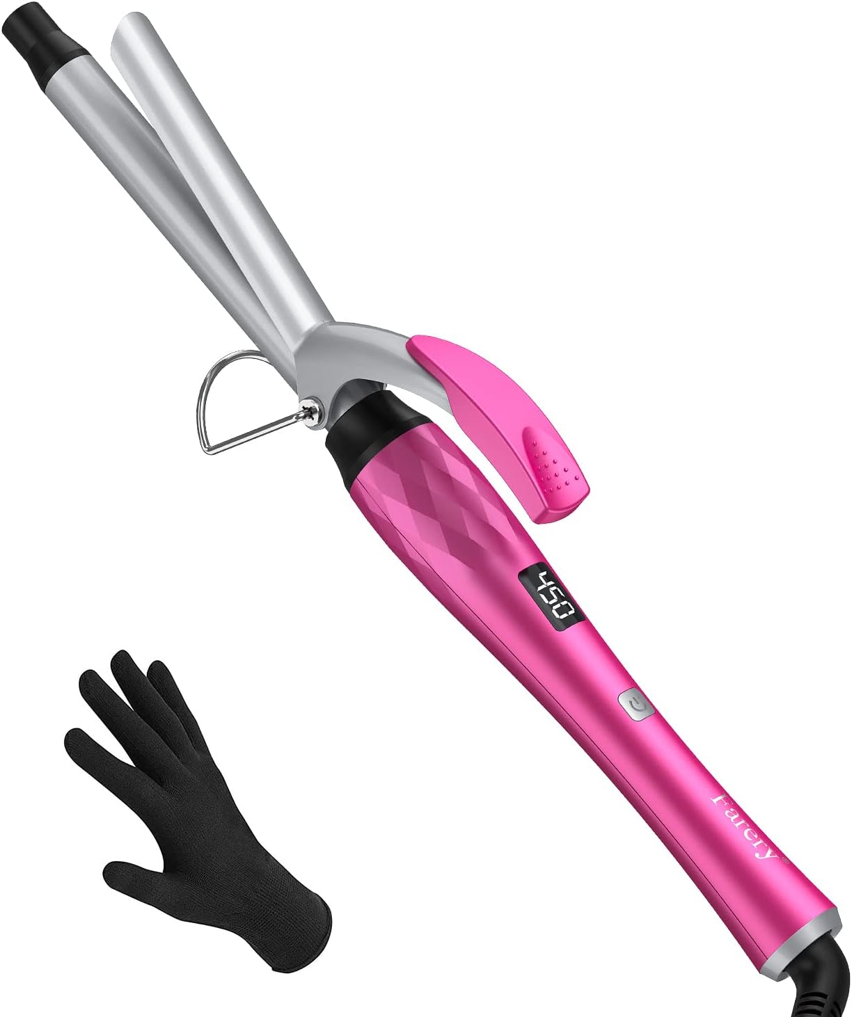 FARERY 3/4 Inch Curling Iron for Defined Curls, Tourmaline Ceramic Curling Iron with Keratin