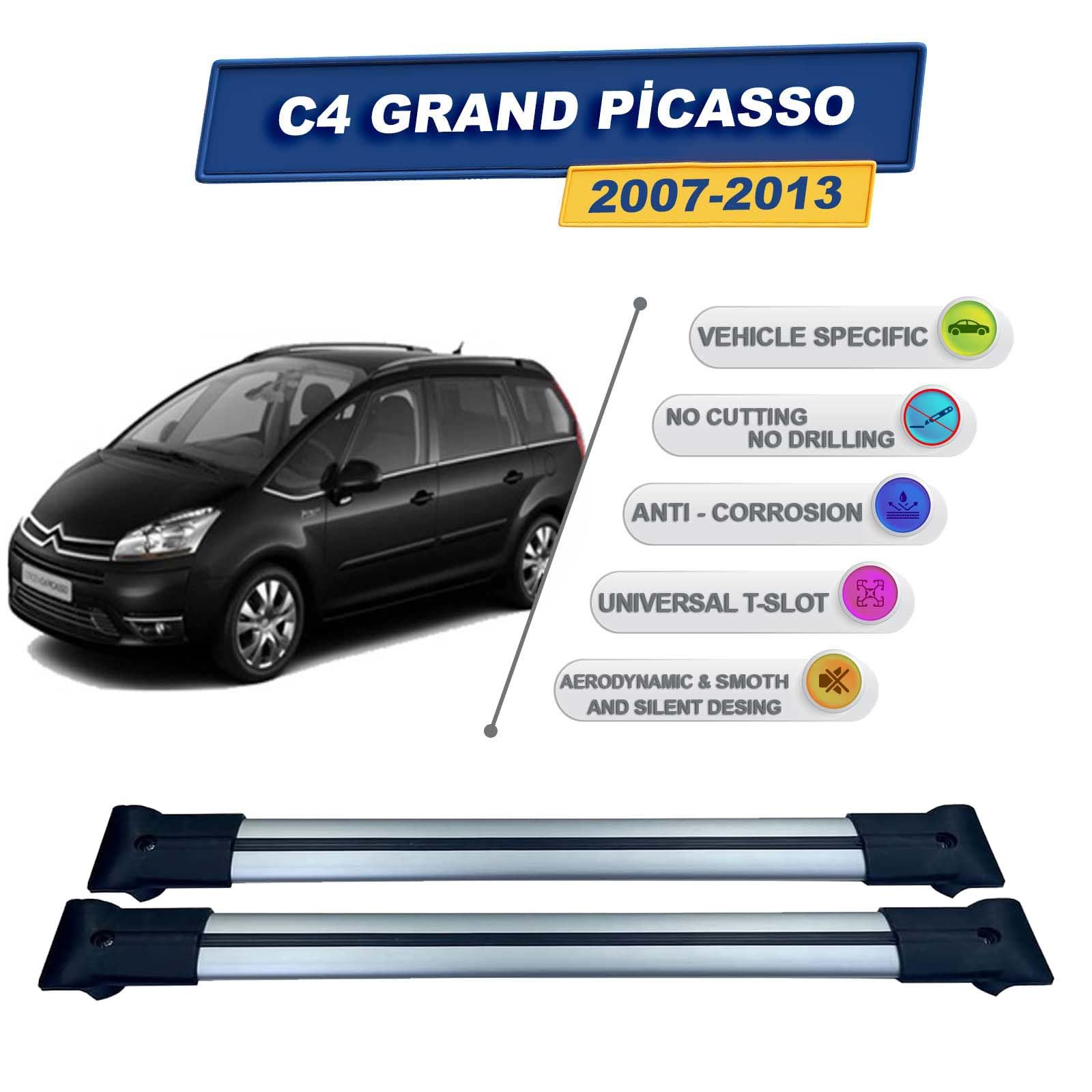 Barre Portatutto Per Auto AUTOFORNITURE ITALIA C4 Picasso - Gran Picasso 2007> 2013 Barre PORTATUTTO Portapacchi Da Tetto PREMONTATE PRONTE ALL'UTILIZZO Per Auto Senza Railing Portatutto Auto Senza Rail 2007-2013 - 4