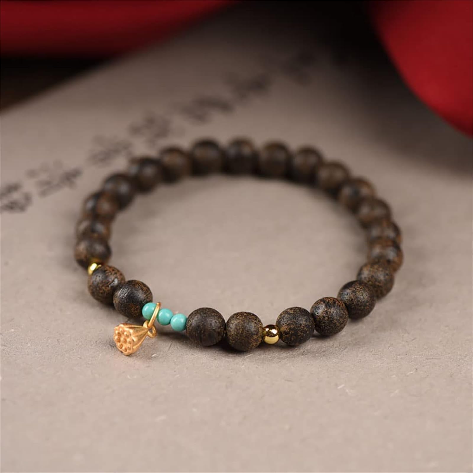 Pulsera de cuentas de madera de agar vietnamita natural para meditación y oración, hecha a mano, pulsera zen de sándalo para atención plena y buena suerte