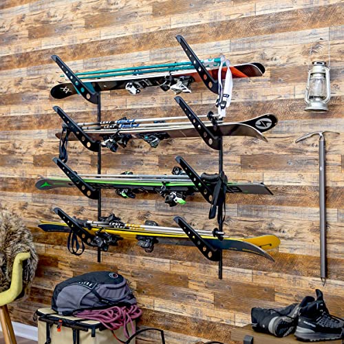 image for StoreYourBoard Adjustable Ski Storage Rack, Wall Mount Organizer, Blac