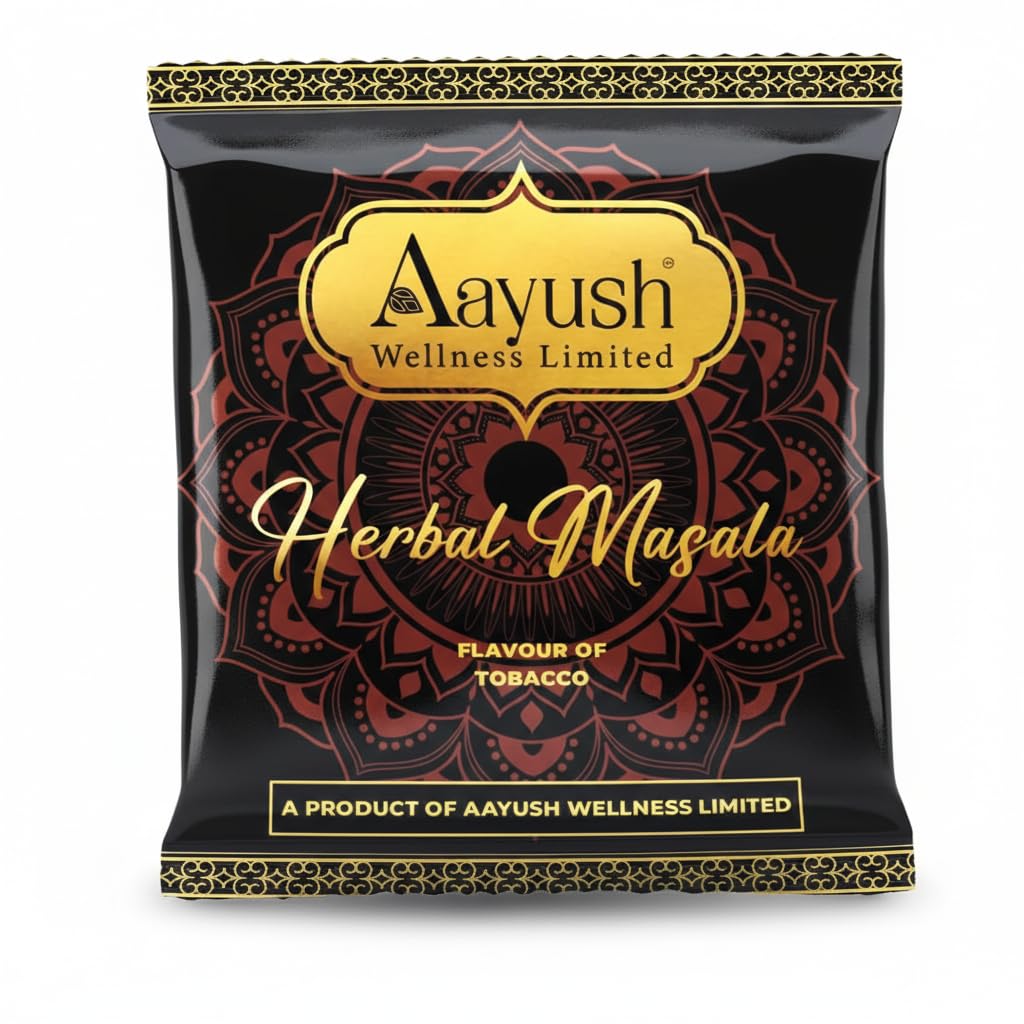 Aayush Herbal Masala | Tobacco Free | No Spit Formula | Herbal ingredients | Non Addictive | 150 Grams (15 Pouch, Black Flavour)
